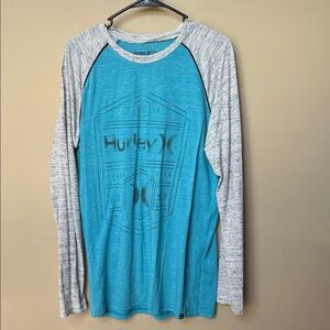 Hurley Teal and Light Gray Long Sleeve Shirt